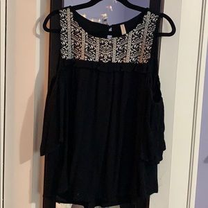 Tank Top With Floating Sleeves And Ruffed Neckline